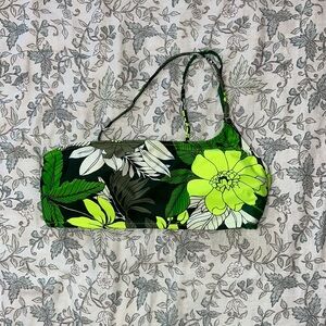 Aerie Floral Green and Black Bikini Top